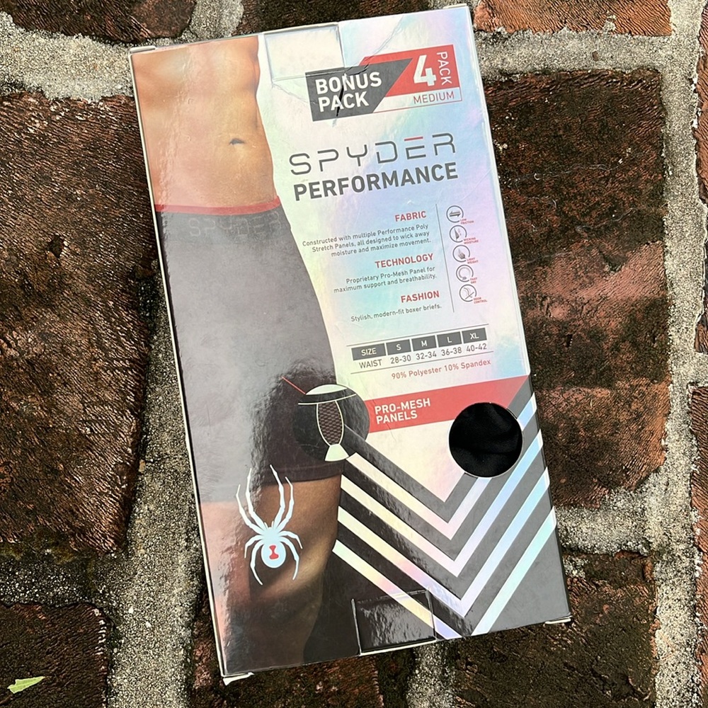 NWT Spyder Performance Black and blue Boxer Briefs 3-Pack size M - Picture 2 of 4